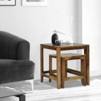 ALLOY END TABLE SHEESHAM WOOD WALNUT FINISH