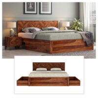 GAMA SOLID WOOD STORAGE BED IN WALNUT FINISH