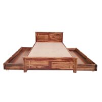 SIYO SOLID WOOD KING SIZE STORAGE BED IN WALNUT FINISH